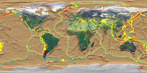 Карта сейсмічної активності Землі.